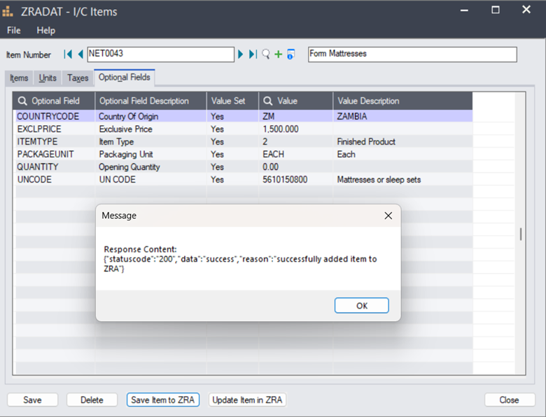 NetSmart IC Optional Fields item added