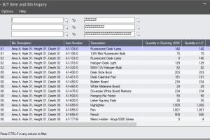 Bin Tracking Screenshot
