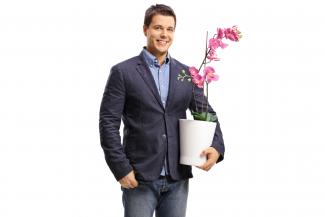 Man with orchid